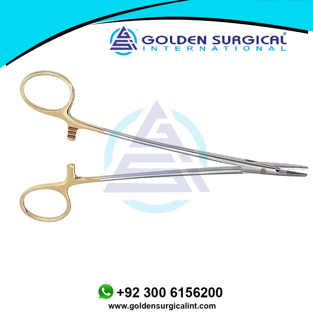  Crile Wood TC держатель иглы с золотой ручкой 20 см | Хирургические медицинские хирургические инструменты оптом Щипцы для удержания