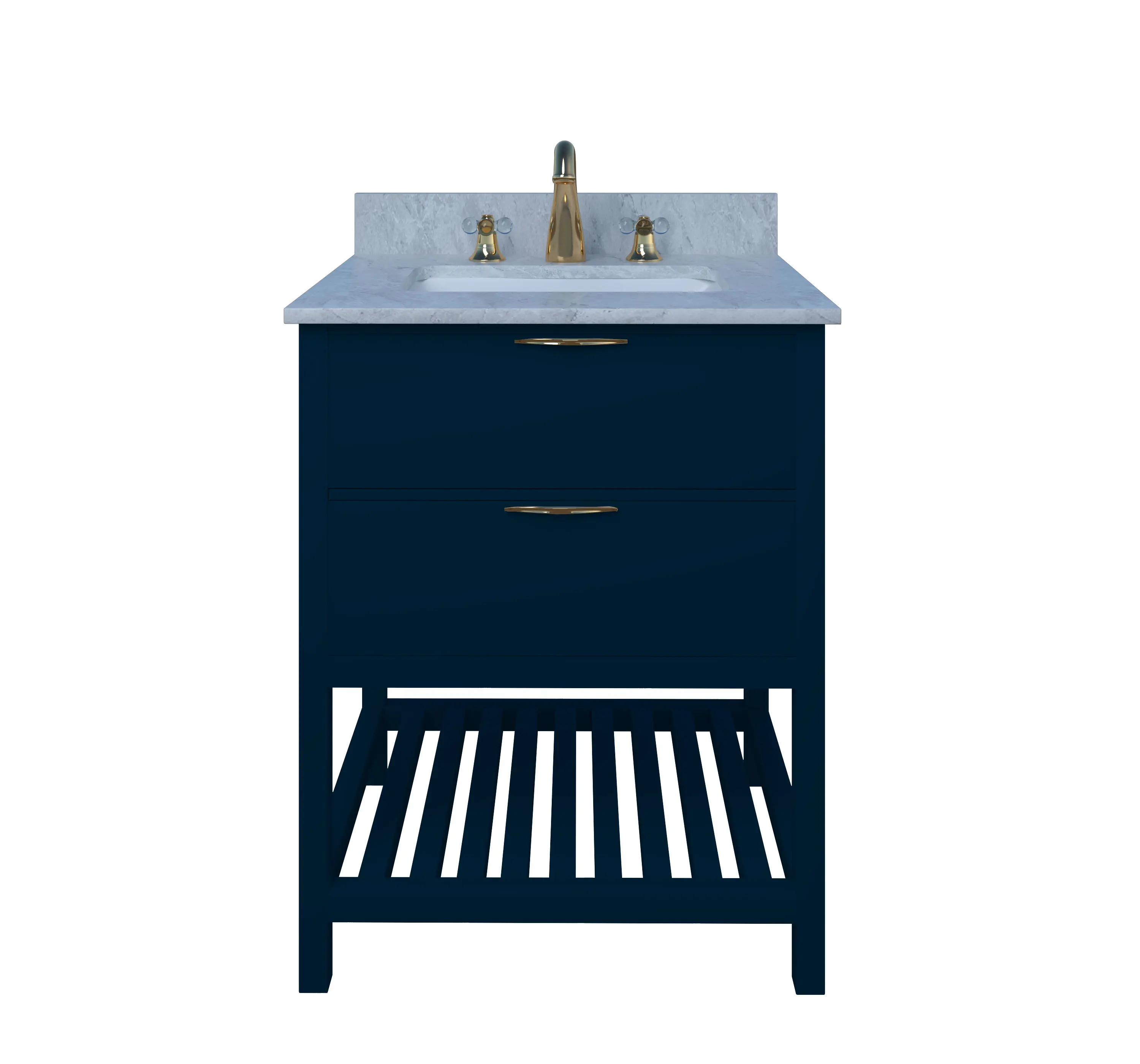 24 Inches Navy Blue Wood Style Modern Bathroom Vanity Set Bath Furniture for Sale