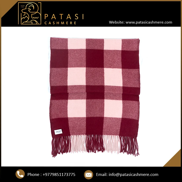 Buy High Quality Women Scarf Thick Felted Cashmere Scarf with Stripe Pattern Muffler Pashmina Style Fringes Direct Factory Price