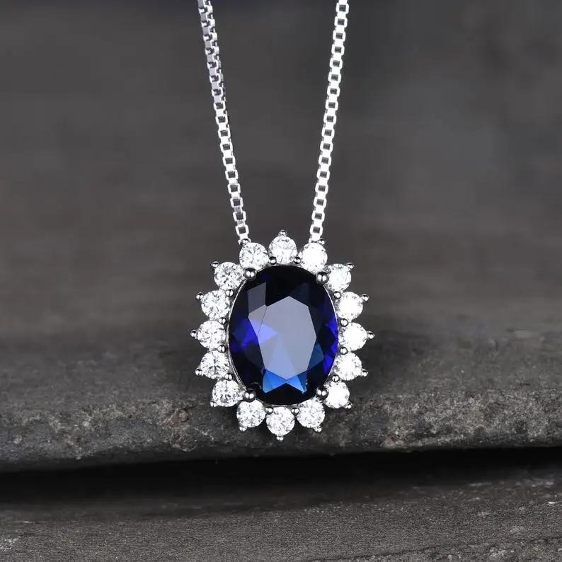 Свадебный комплект украшений с синим сапфиром обручальное кольцо и подвеска синие серьги серебряные ювелирные изделия для невесты камень месячного рождения