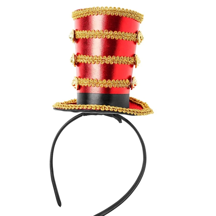 Circus Fancy Dress Costume Mini Circus Hat Ringmaster Top Hat Headband with Feather