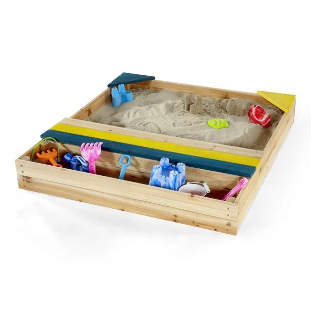 Hot Sale Wooden Sandbox Fir Wood Outdoor Sandpit Kids Sand Pit Toys with Benches