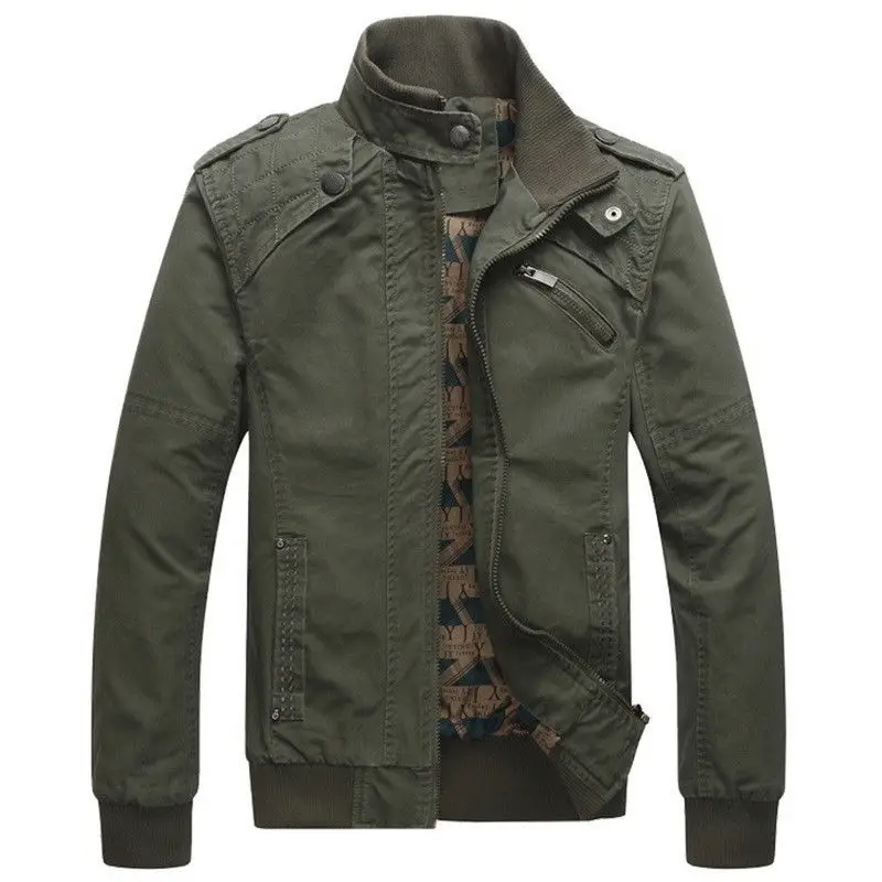 Куртка мужская зимняя с воротником-стойкой повседневная верхняя одежда в стиле милитари синий и хаки