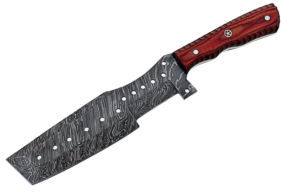 100% Top High Quality Damascus Steel Tracker knife/ Camping survival knife wooden handle with pure Leather Sheath  SCW-TK-0010