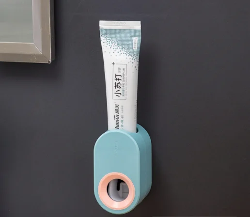 Wholesale Wall Mount Hands Free Squeezer Automatic Toothpaste Dispenser toothbrush holder set for Bathroom simple style