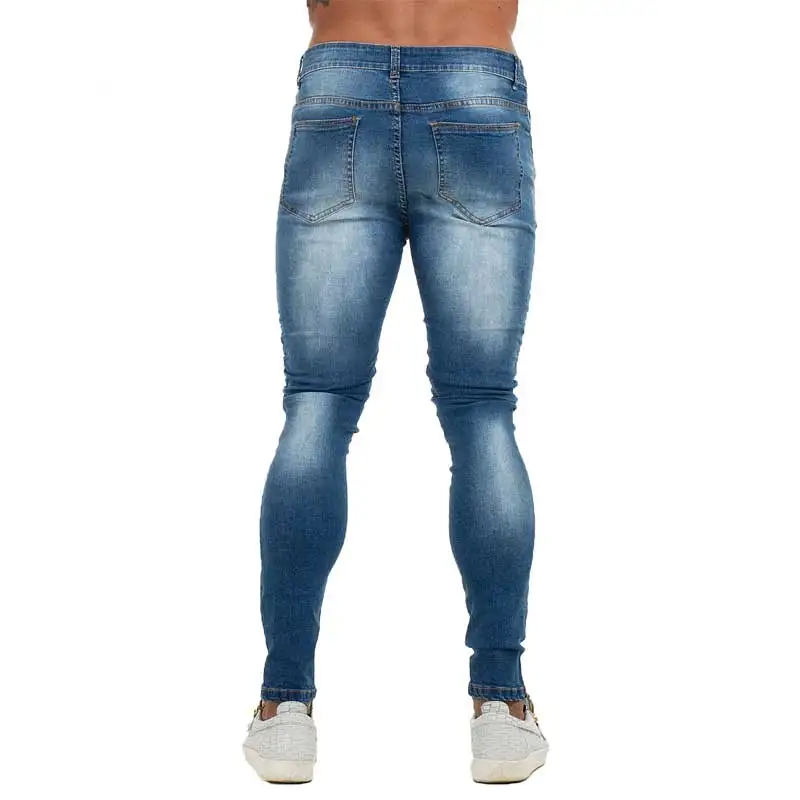 
Skinny Distressed Elastic Waist Jeans Pant Slim Fit Ripped Mens Jeans Big and Tall Stretch Blue Jeans for Men 