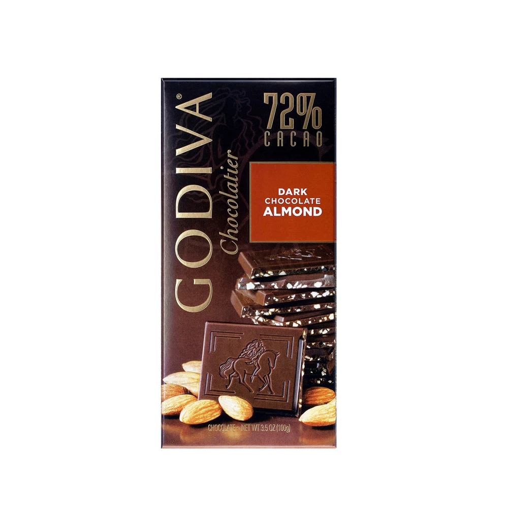 Godiva 100g Tablet Dark Chocolate 72% Almond
