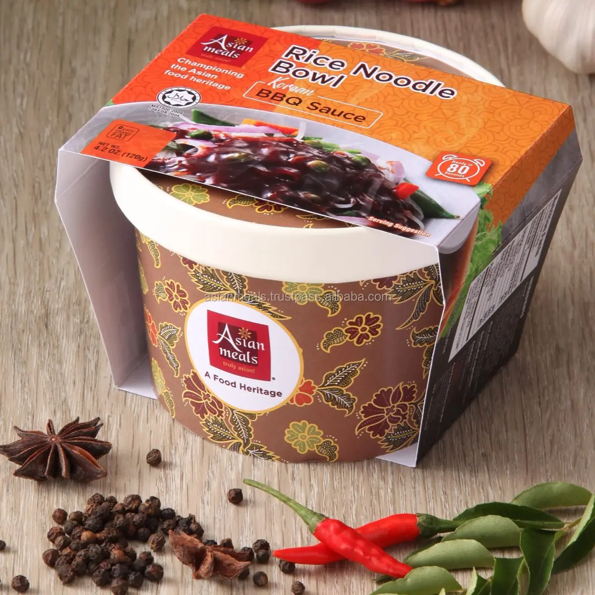 Wholesale AsianMeals Korean BBQ sauce Instant Rice Noodle Bowl High Quality Halal Malaysian Delicious HACCP GMP ISO