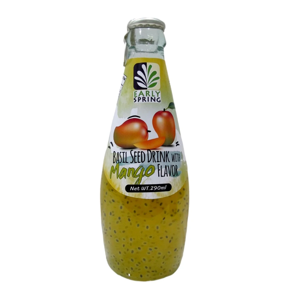 Delicious Organic Basil Seed Drink with Mango Flavor Fruit Drink with GMP HACCP Certification from Thailand