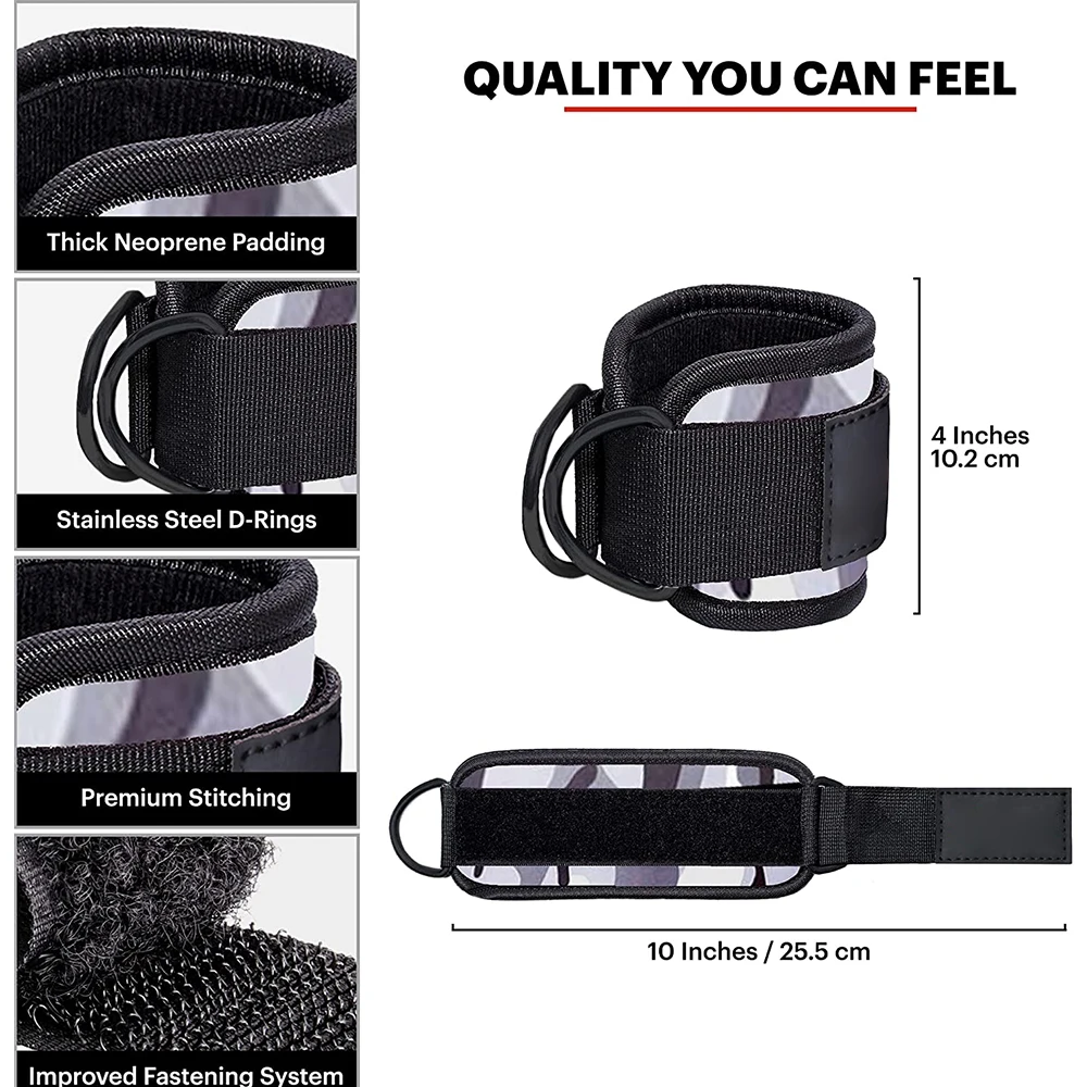 Fitness weightlifting padded ankle strap ankle protector D ring gym ankle support strap