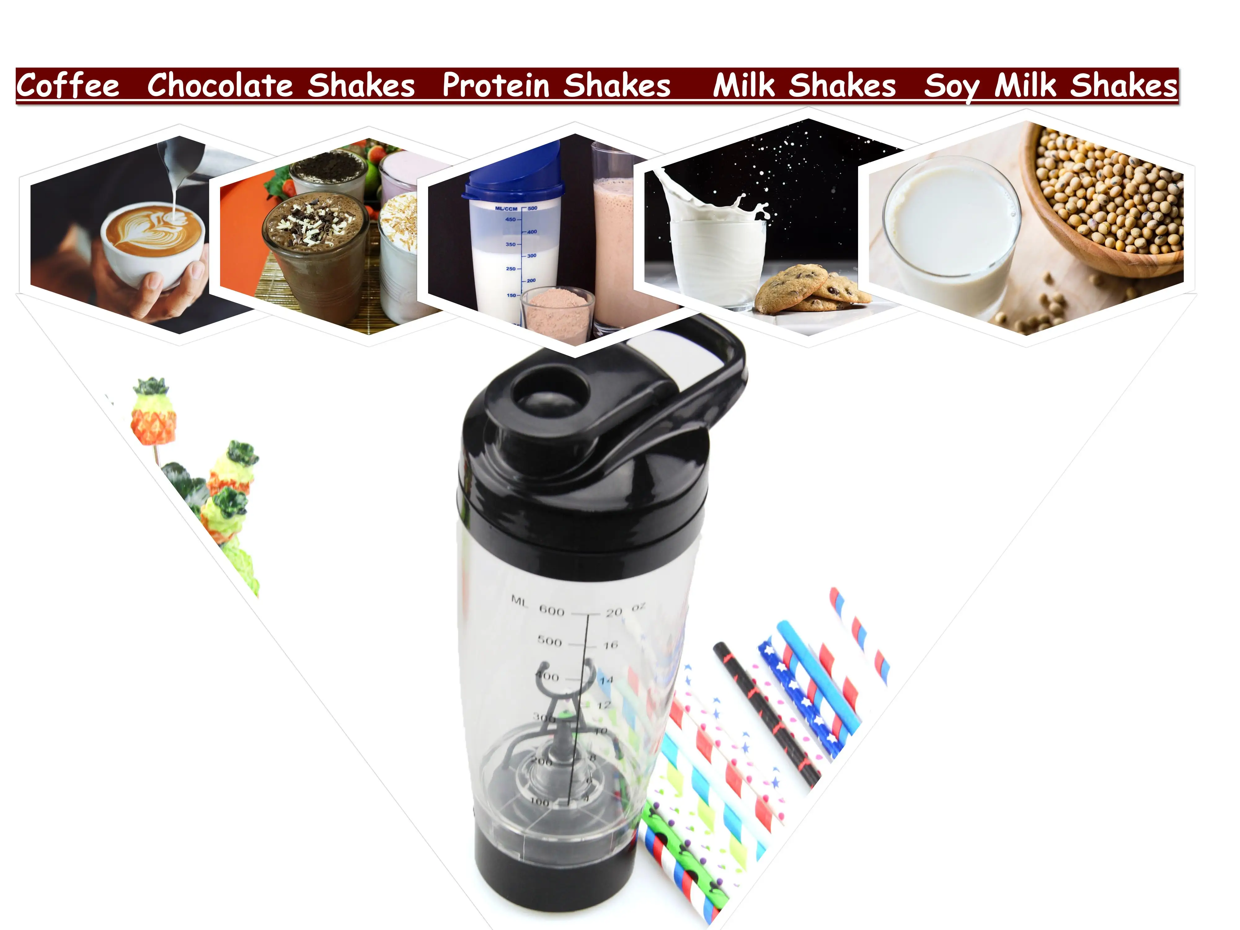 Hot Selling Powder White Blender Transparency Portable Plastic Electric Protein Shaker Bottle