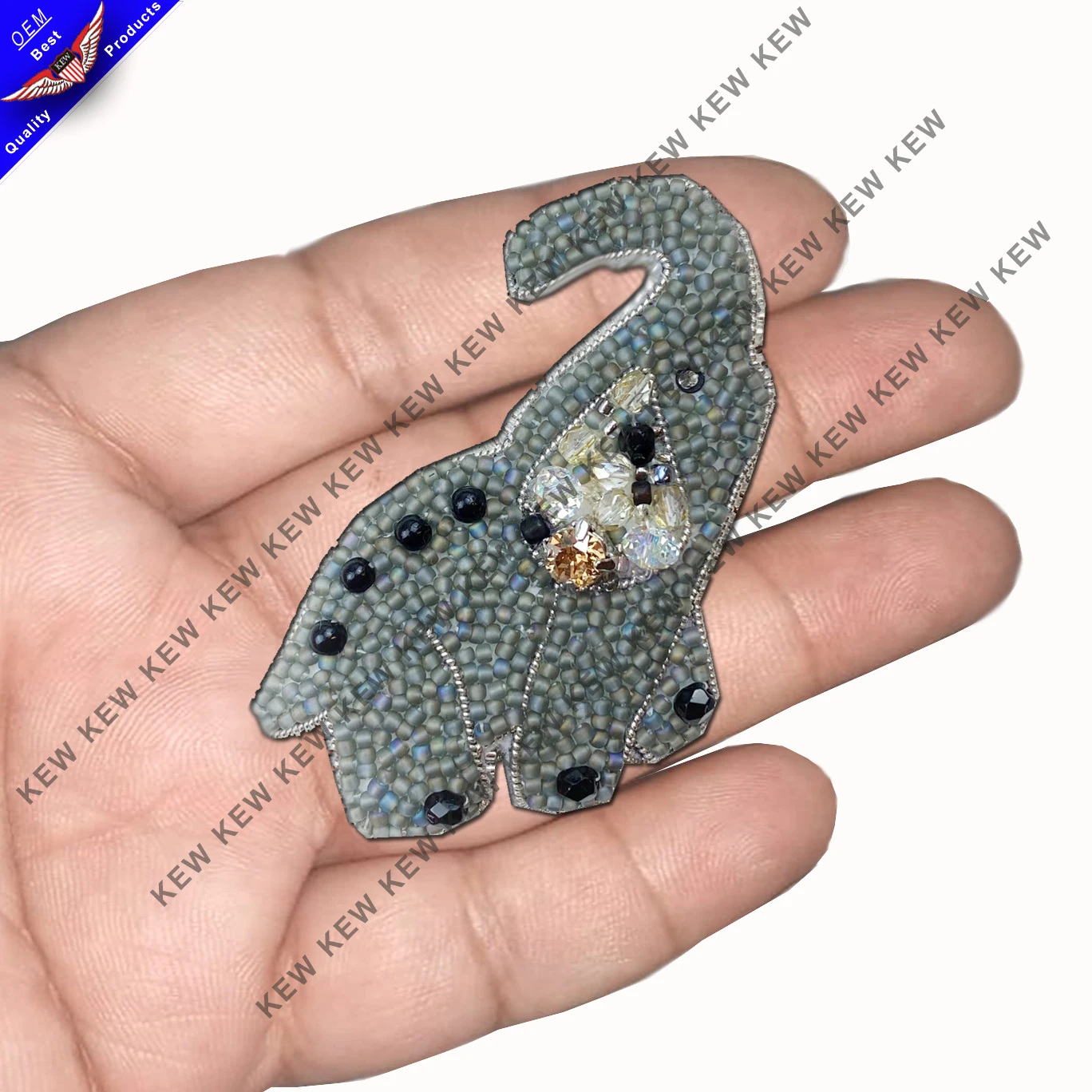 custom embroidery Beaded brooch elephent custom embroidery patch for garments brooches handmade party wedding USA UK Europe