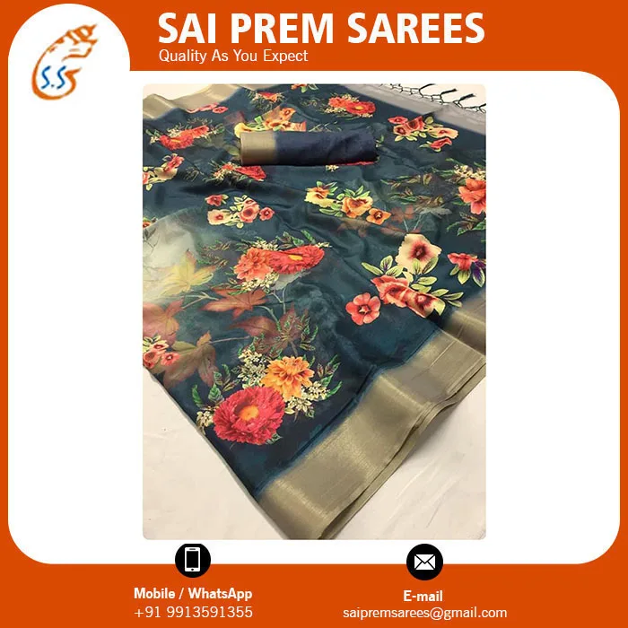 
Custom Printed Designer Silk Saree from India 