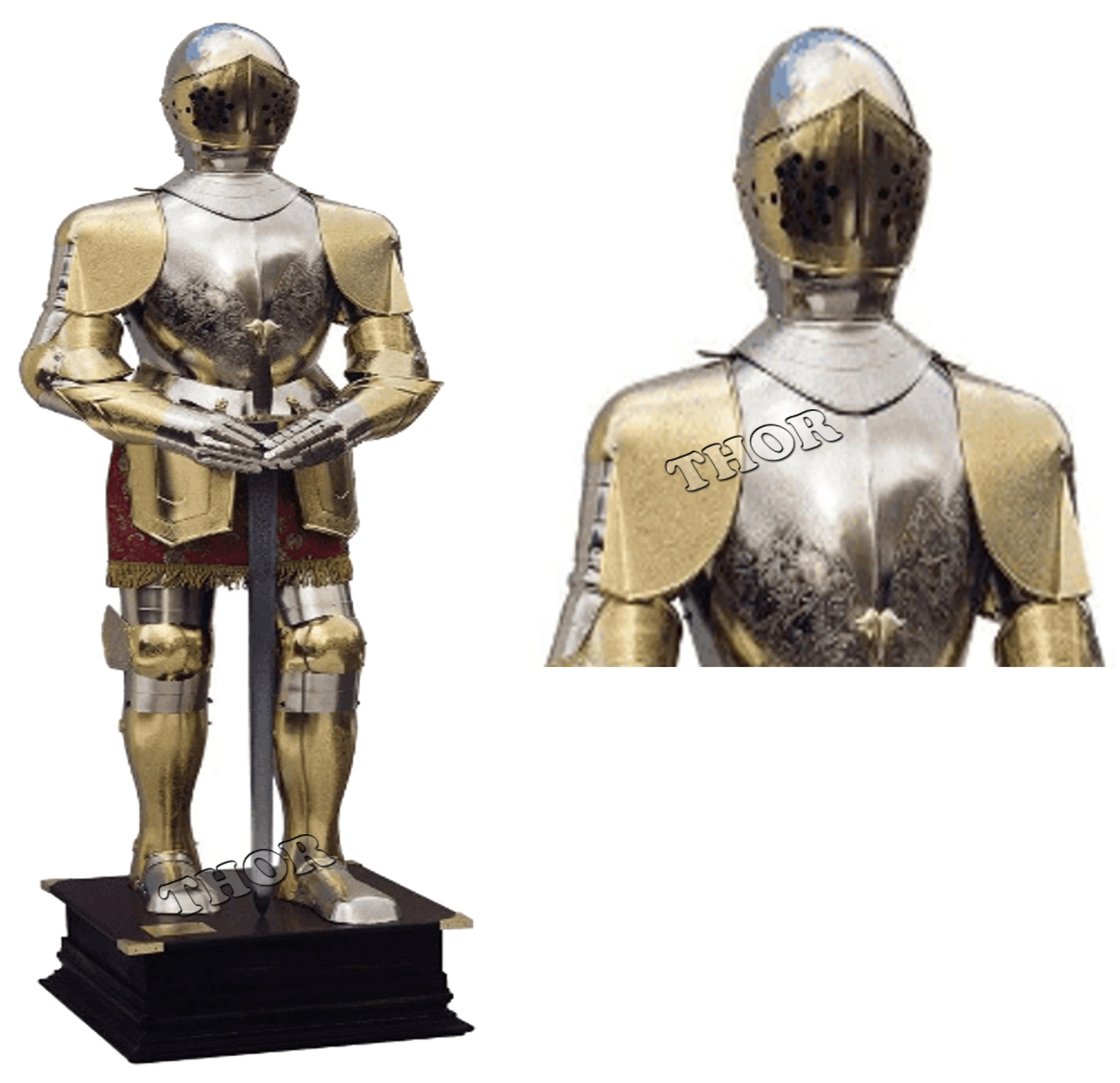 Medieval Gothic Armor Suite Steel Plates Armor Battle Ready Full Size Body Armor Suit Brass Polished