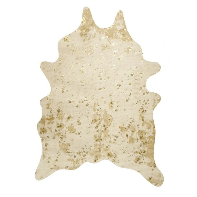 Cowhide Rug With Devore and Gold Metallic Leather for home and office indoor and outdoor decoration Handmade Carpets and Rugs