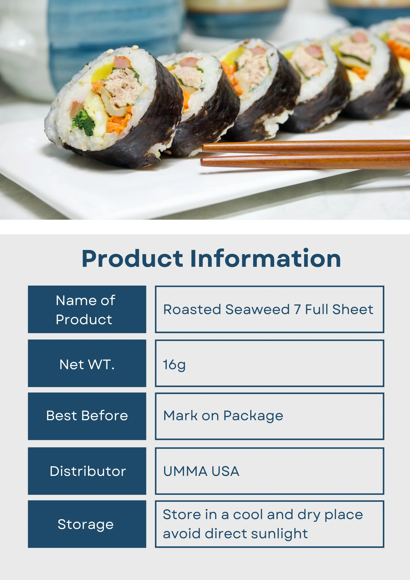 YM Roasted Seaweed 7 Sheets Premium Nori for Sushi