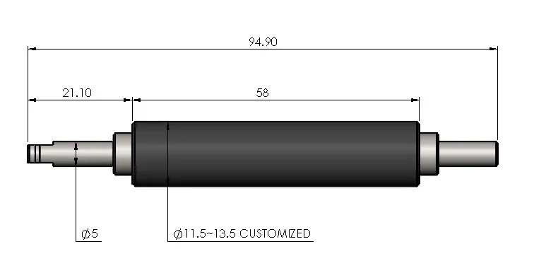 Black OD12 L94 silicone laminator roller