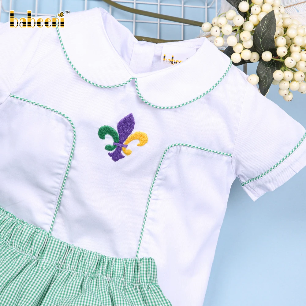 Mardi Gras hand embroidered clothing boy set boy short outfits vietnam children clothing - BB1362