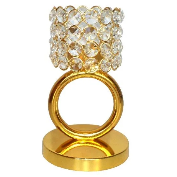 Handmade Aluminium Silver Candle Holder customized logo print stylish casual Tree Design Crystal Tea Light Holders