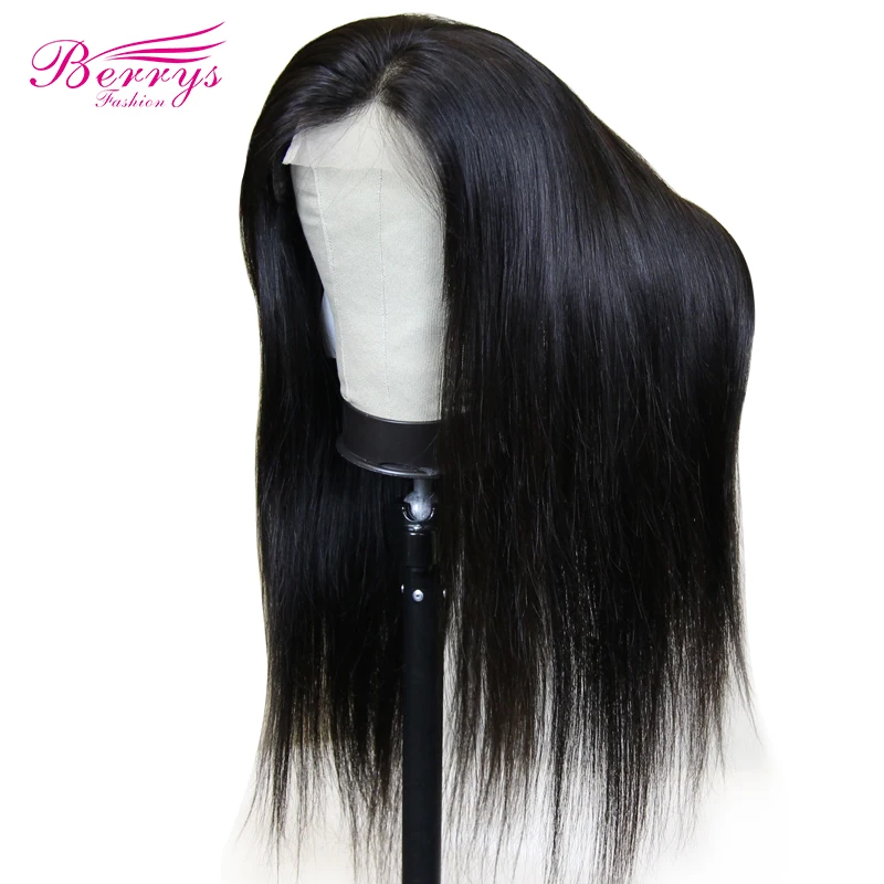 
BerrysFashion Brazilian 100% Human Hair Lace Front Wig Virgin Hair Glueless Straight Lace Frontal Wigs for Black Women 30inch 