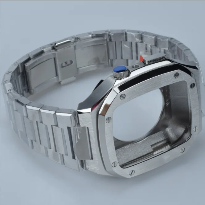 Customized logo no smart 45mm 41mm watch case parts stainless steel case strap for i watch series 6 7 luxury apple watch case