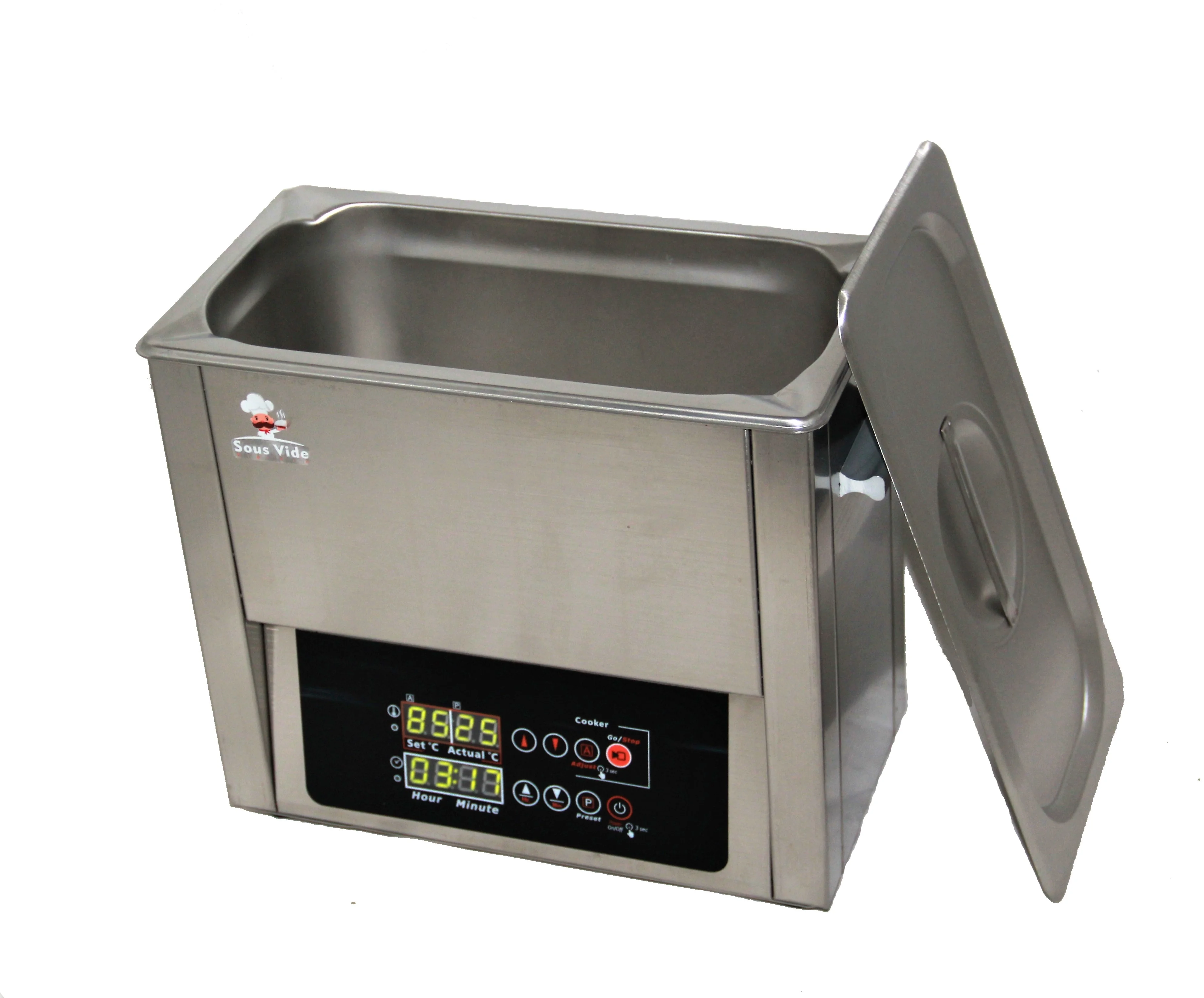 Stainless steel whole body 304 tank Calibration and Memory Preset functions precise temperature controlled 6L Sous Vide cooker