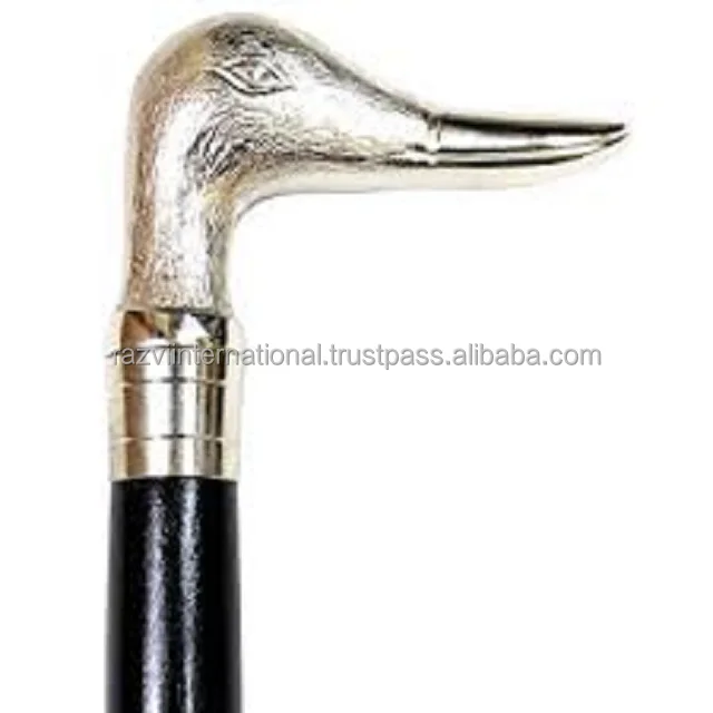 Modern Elegant Handmade Fancy Natural Wood Metal Handle Walking