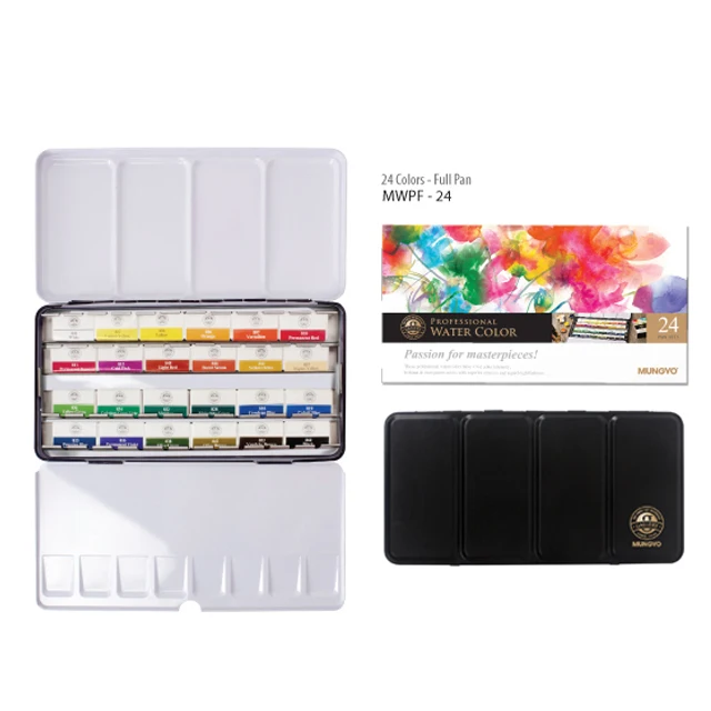 Mungyo Gallery artists Solid Watercolor Paint in Tin Case Pan SET (MWPH) 12/24/48 Colors
