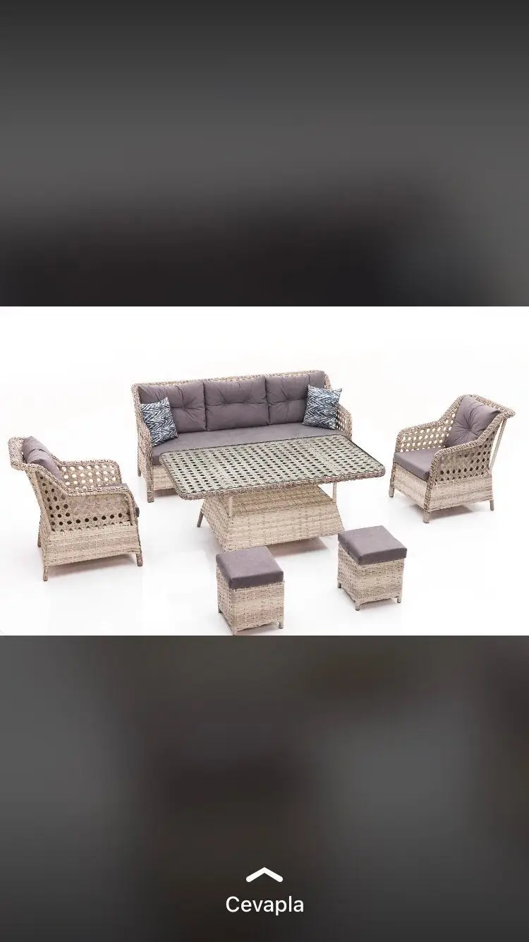 Rattan garden set Outdoor Seat Dinning Table Picnic Table and Bench Beer Park Metal Painting Customized Wood Frame Time