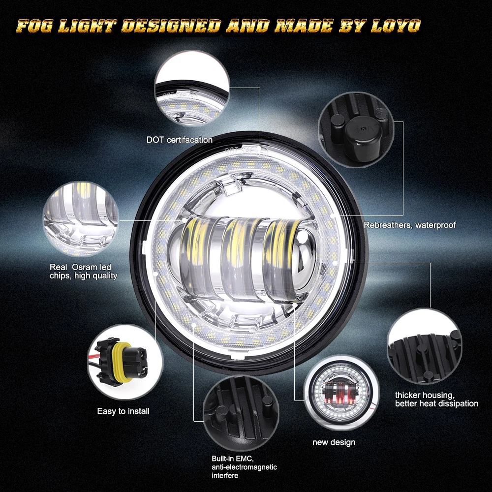 50W 4 Inch Yellow White Color Off Road Car Laser Fog Light Motorcycle,12V 24V Spot Beam Led Fog/Driving Lights