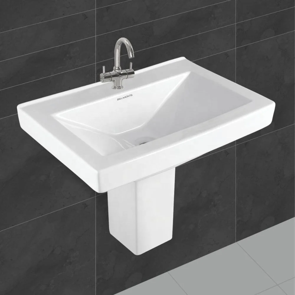 Wall Mount Hand Wash Solid Surface Cylinder Semi Basin Half Pedestal Lavabo Sink Stand Ceramic Bathroom Sanitary Ware Products