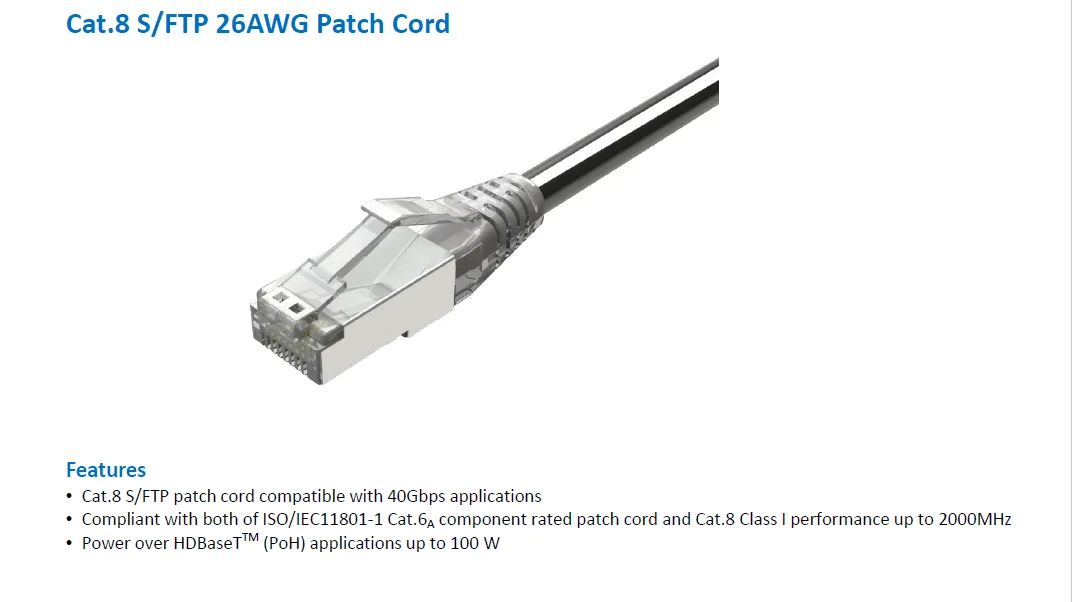 Ethernet Cable CAT8 40Gbps Super Fast Networking Foil Braided Internet Lan RJ45 Cable Cord for Laptop PS4 Router PC