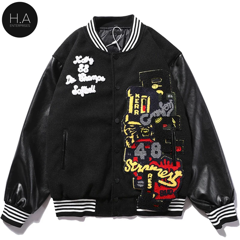 Hip Hop Baseball jacket Mens Letters Embroidery Patchwork Color Block College Jackets Mens Bomber Varsity Jacket women