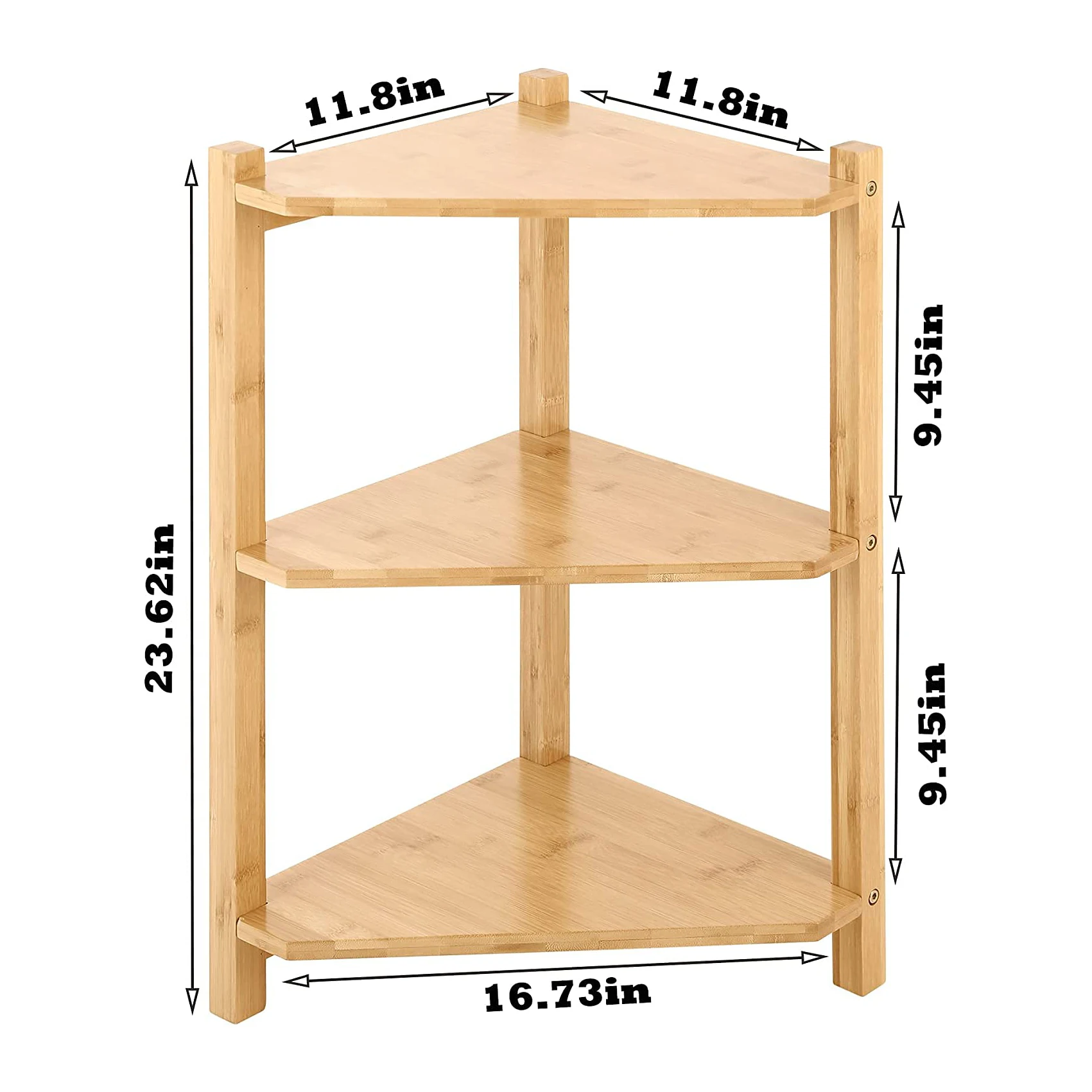 3-Tier Bamboo Corner Shelf Organizer Small Storage Rack Stand for Bathroom Living Room