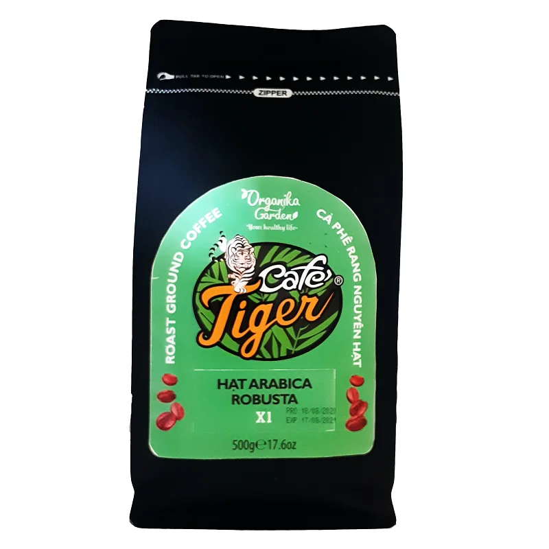 Vietnam Premium Quality MEDIUM ROAST Sugar-Free Bag Packaging CAFE TIGER - ARABICA ROBUSTA - WHOLE BEAN