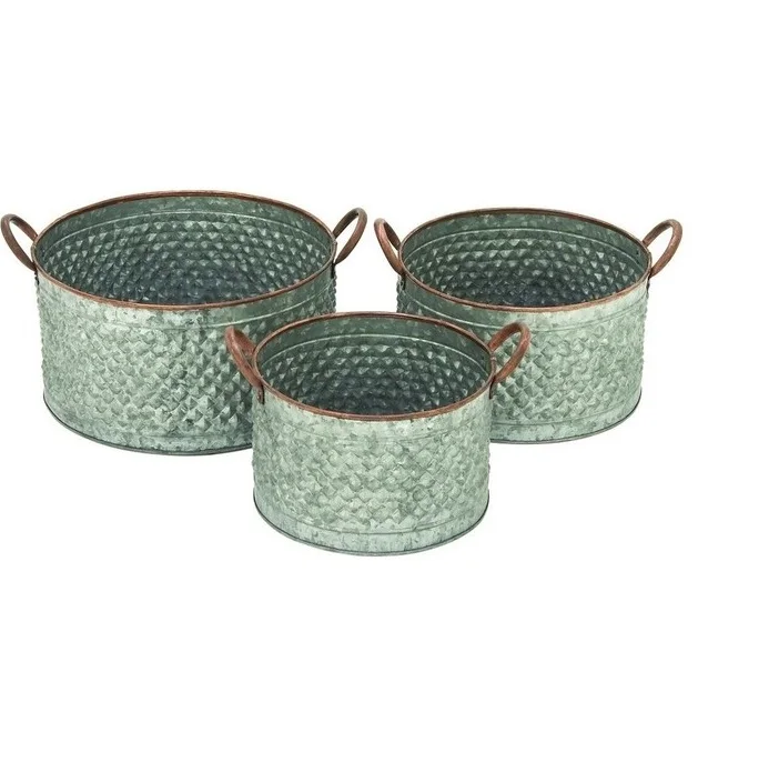 Large Shaped Design Metal Planter Green Plant Decor Indoor And Outdoor Design Standard Metal Pots