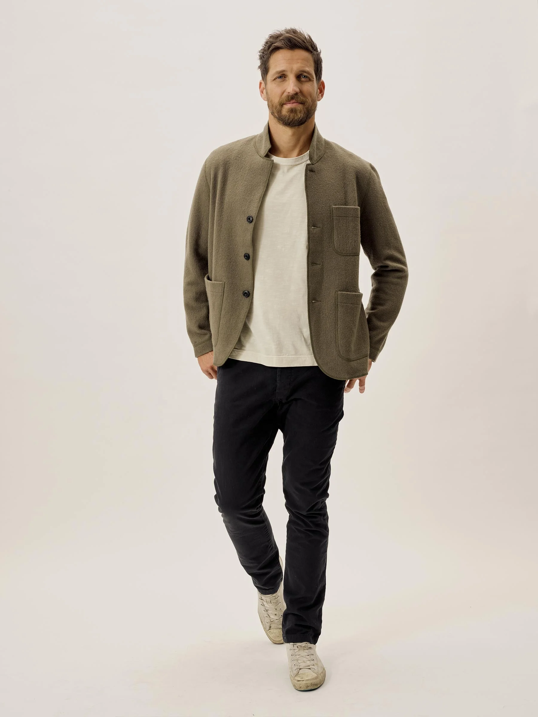 
Hunter luxury Felted Chore Coat raw edage blazer Twice boiled Merino 100% wool Tailored fit casual rough selvedge jacket COAT 