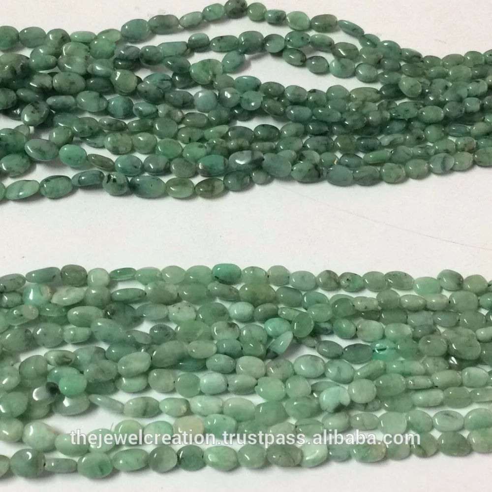 5mm 6mm Natural Green Emerald Stone Smooth Oval Shape Gemstone Beads Strands Buy Manufacturer Online at Wholesale Factory Price