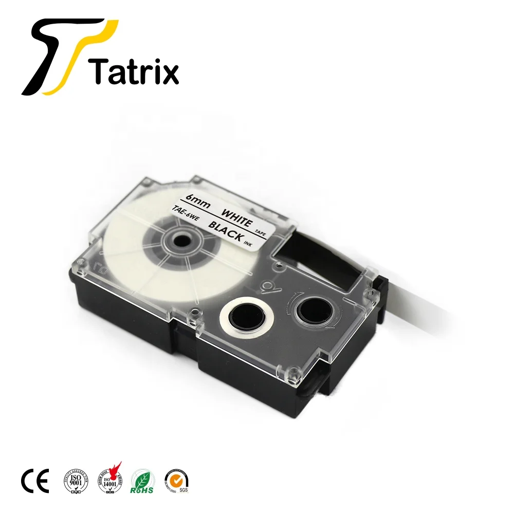 Tatrix 6mm Black on White Compatible Name Land Label Tape Cartridge XR-6WE for Casio KL-100 Printer