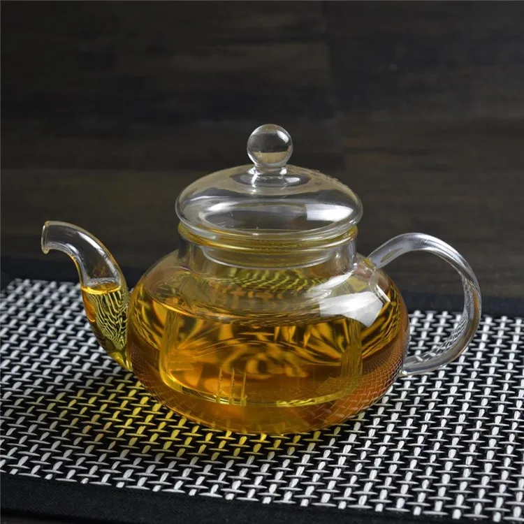Handmade High Borosilicate 800ml Clear Glass Teapot Custom Tea Pot