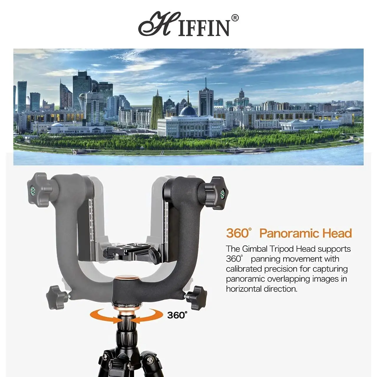 Durable professional heavy duty metal 360 degree panoramic gimbal tripod head with arca-Swiss standard 1/4' quick release plate