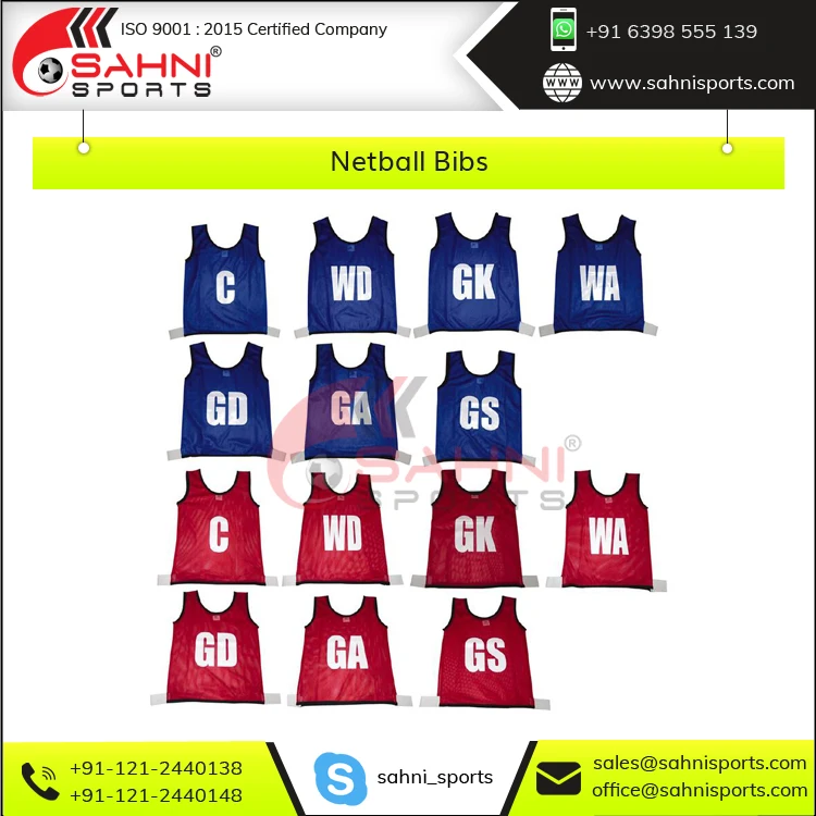 Contract Manufacturing Wholesale Front & Back Printed Netball Bibs Set from India