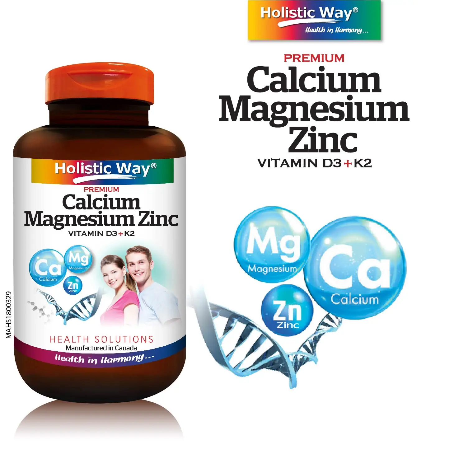 Канадское происхождение, здоровье, решение Премиум, кальций, магний, цинк, 120 таблеток, комплексный бренд