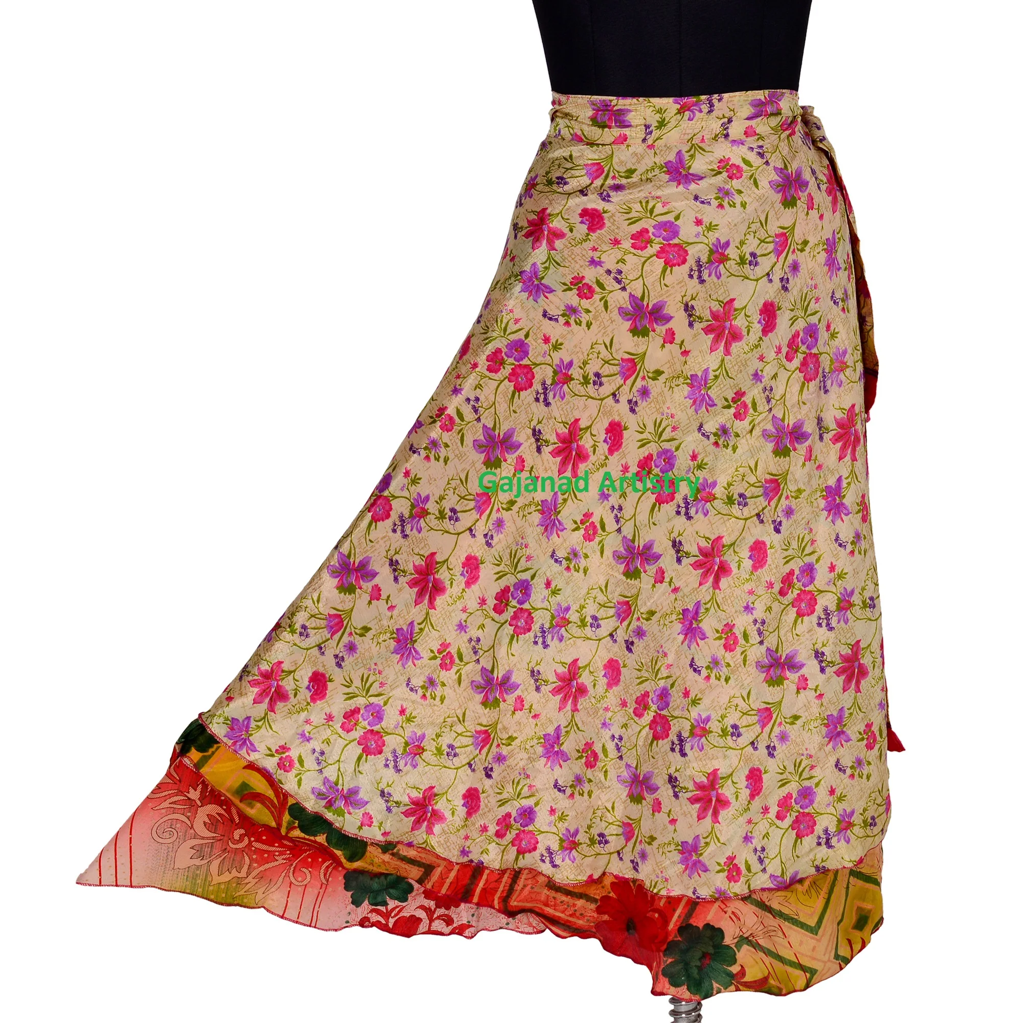 Wholesale lot Vintage Indian Silk Maxi Skirt Bohemian Floral maxi Hippie Skirts Boho Summer skirts Wrap one size