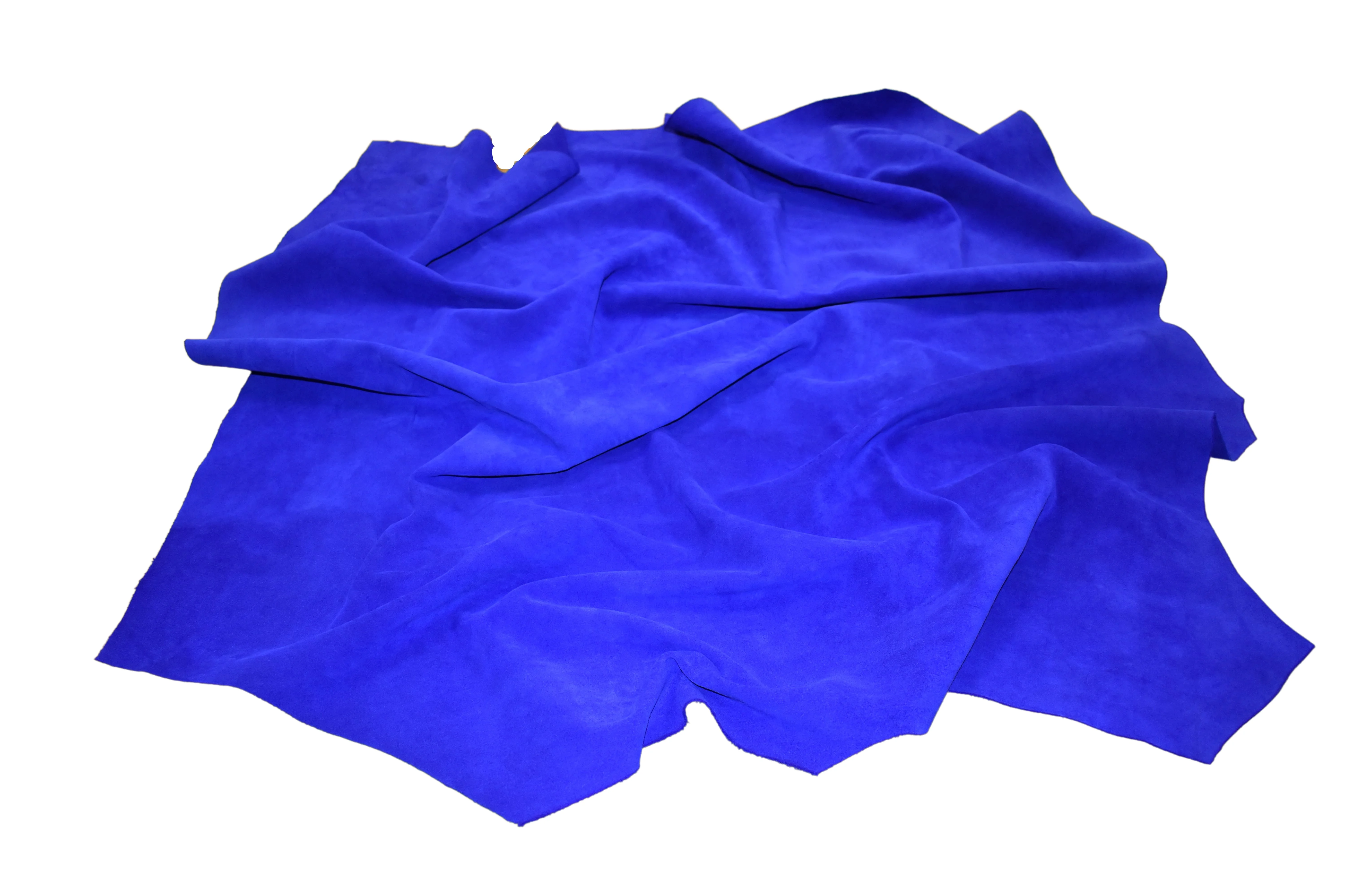 Cow Suede Split Leather in Bright Blue Color Ideal for Footwear and Leather Goods