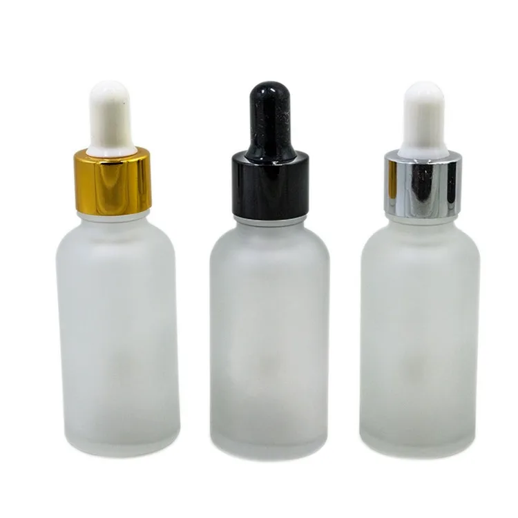 
European Warehouse Ready to Ship White Frosted Essential Oil 30ml Glass Dropper Bottle With Aluminum Dropper Cap 