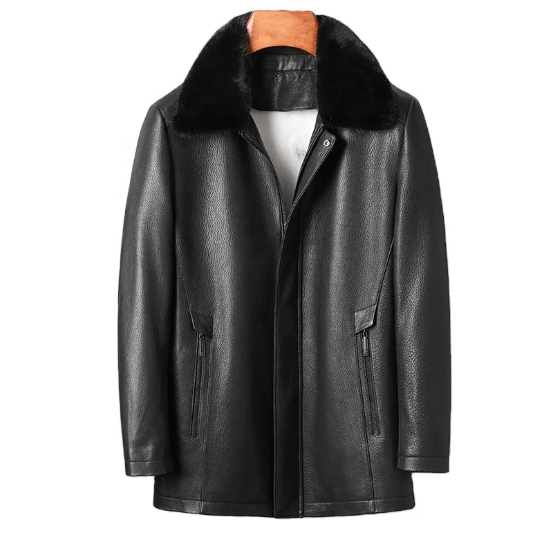 Man clothing fasion Mens fur coats mink detachable genuine goat sheep real fur leather jacket
