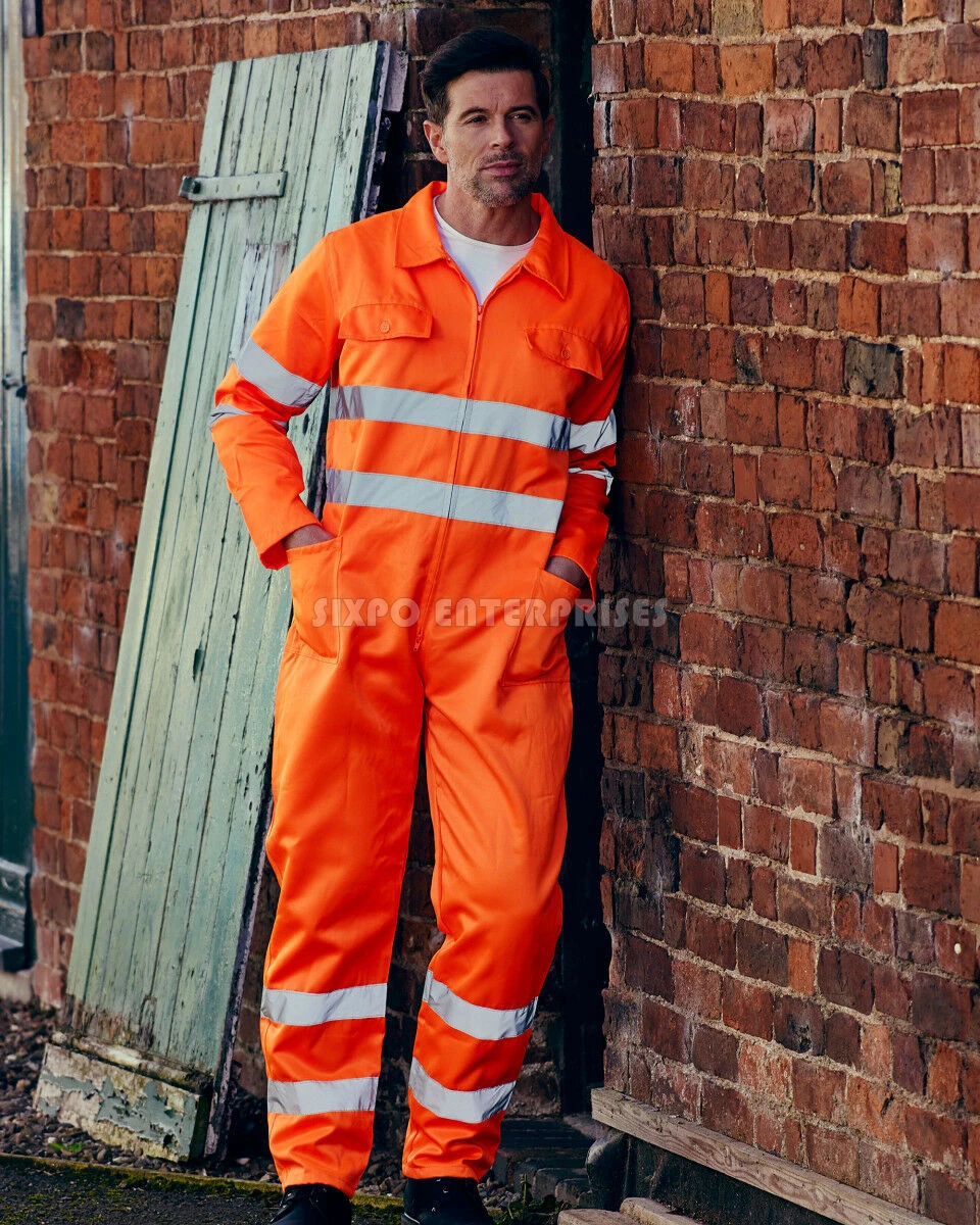 OEM Service Safety Coverall Welder Work/Orange & Yellow 3-M Hi Vis Boiler suit Coverall Zipped Safety Work Coverall