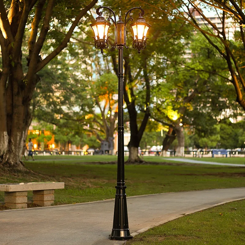 Hepu Decorative Antique Matched Aluminum Classic European style lamp pole pathway landscape outdoor garden lights