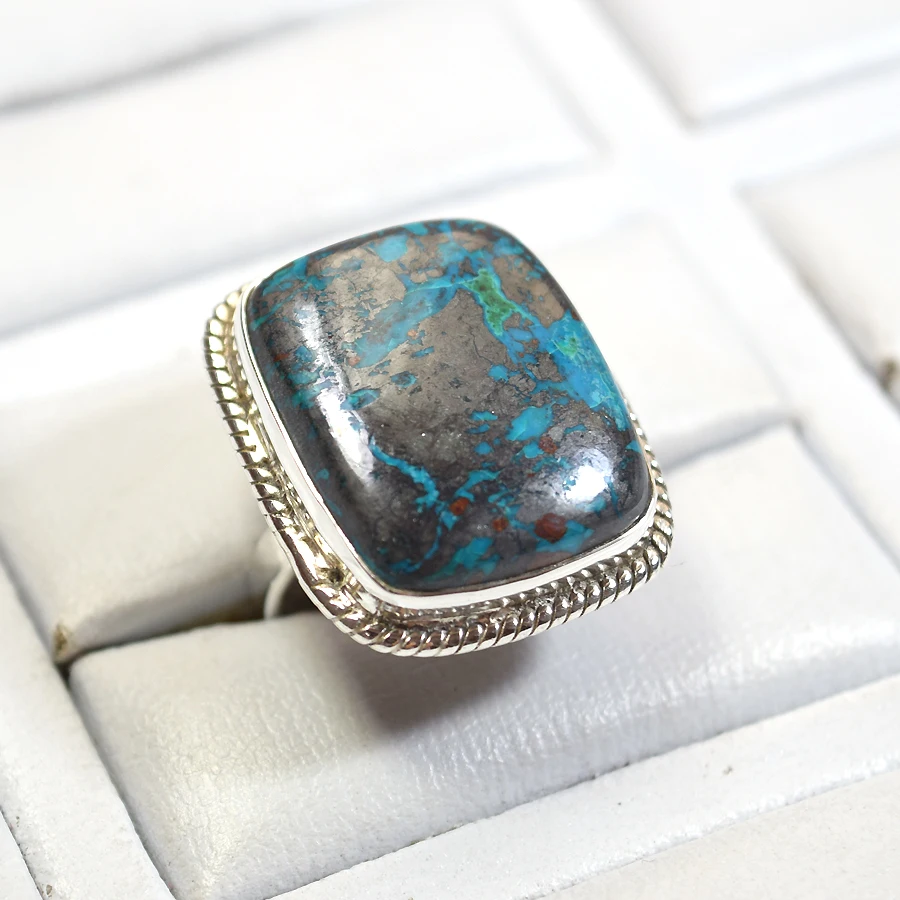 925 Sterling Silver Jewelry Azurite Stone Ring Wholesale Jewelry